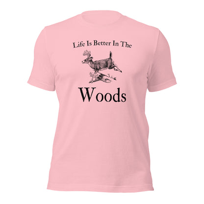 Life is Better in the Woods graphic tee with deer
