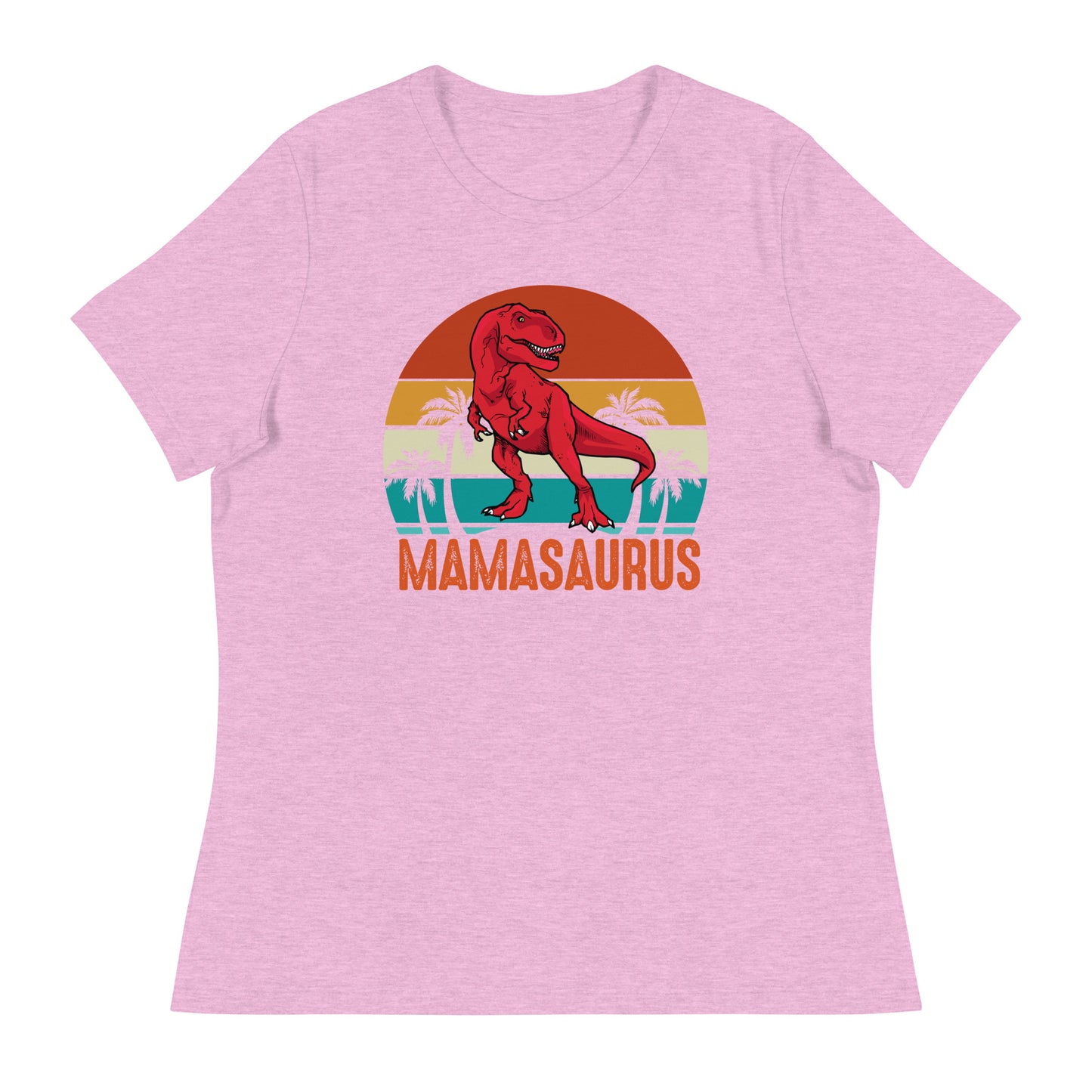 T-Rex and palm tree Mamasaurus shirt for moms
