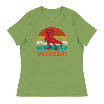 Mamasaurus Rex t-shirt with bold colors and palm trees
