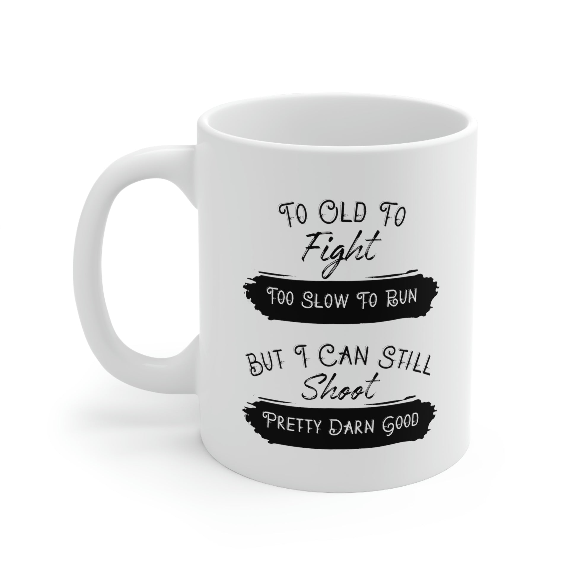 Sarcastic coffee mug for retirees with witty firearm saying
