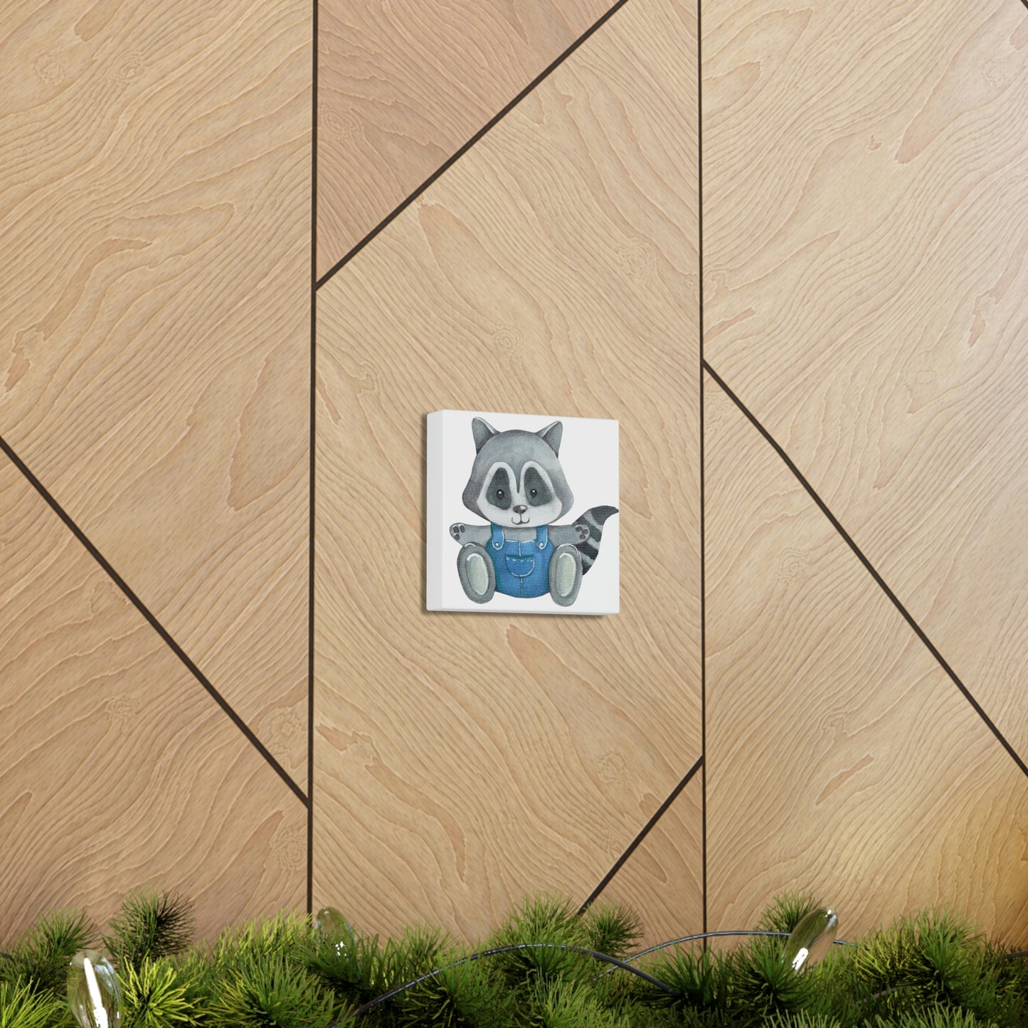 Adorable baby raccoon canvas wall art for nursery
