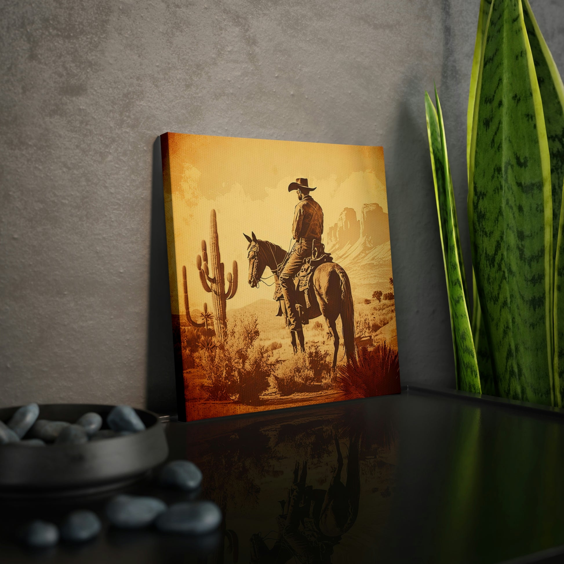 "Cowyboy Riding Into Sunset" Western Canvas Wall Art - Weave Got Gifts - Unique Gifts You Won’t Find Anywhere Else!