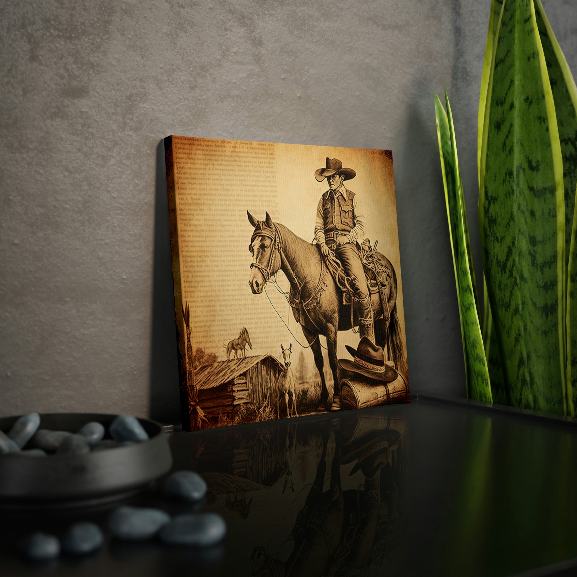 "Western Cowboy On Horse" Rustic Canvas Wall Art - Weave Got Gifts - Unique Gifts You Won’t Find Anywhere Else!