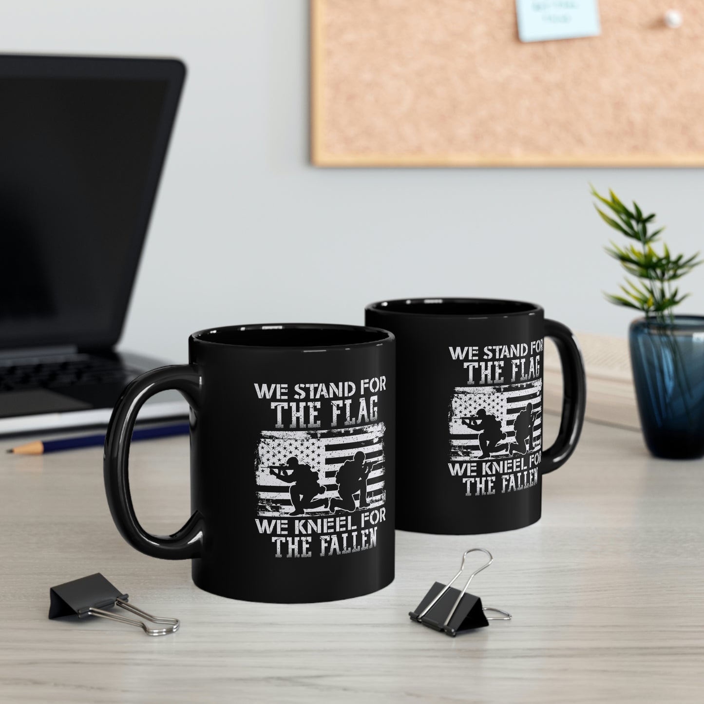 American flag and soldiers coffee mug
