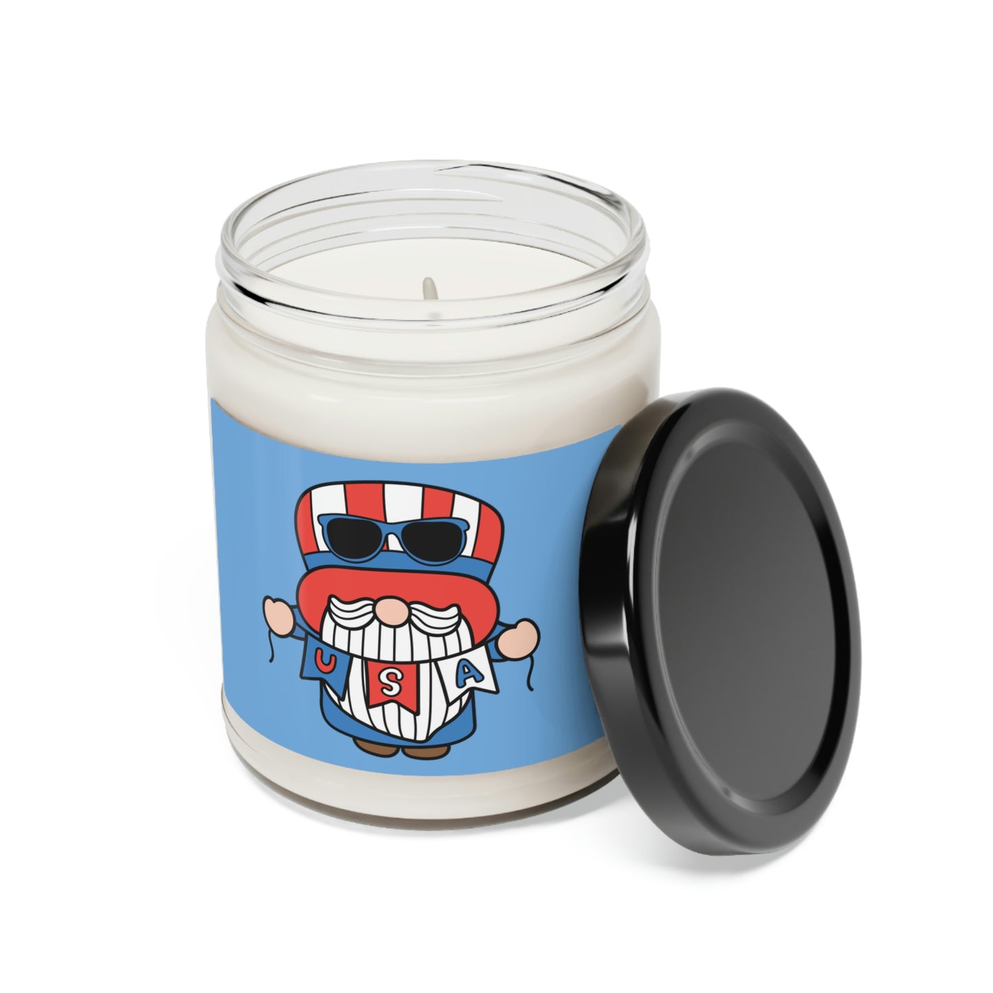 American flag-themed gnome candle for home decor
