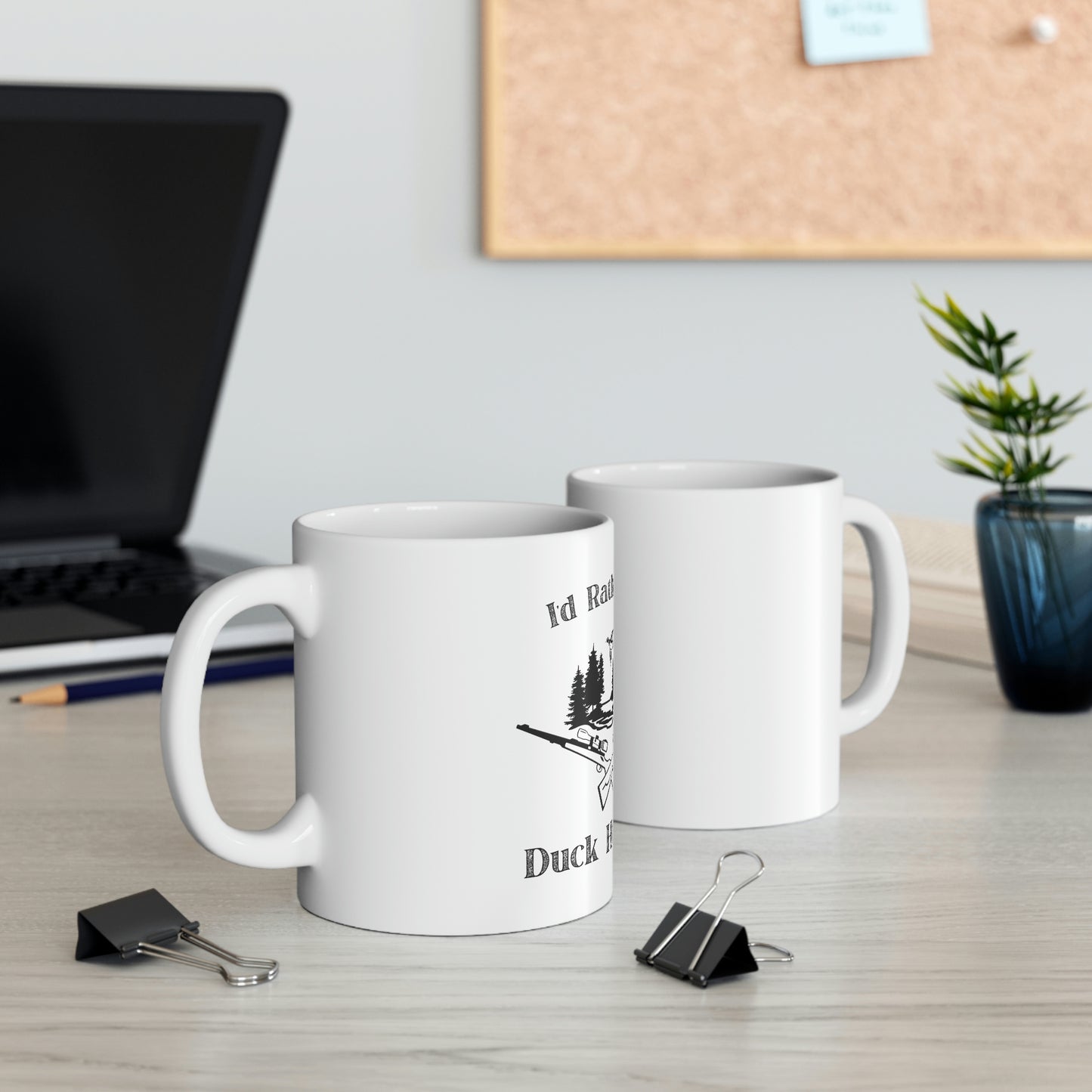 Duck hunter's coffee mug with nature-inspired graphic
