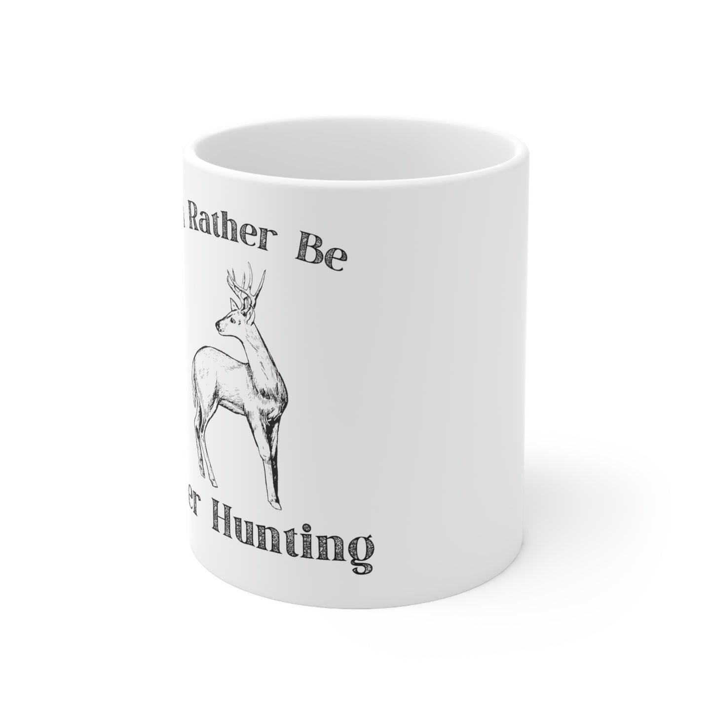 White ceramic hunting themed coffee mug for outdoor lovers