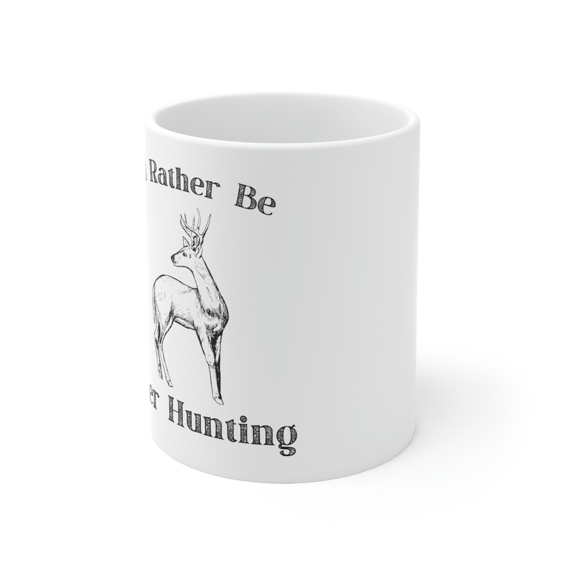 White ceramic hunting themed coffee mug for outdoor lovers