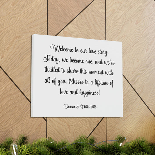 Custom canvas wall art with personalized love story
