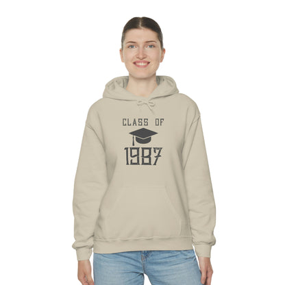 Bold Class of 1987 graphic hoodie for men and women
