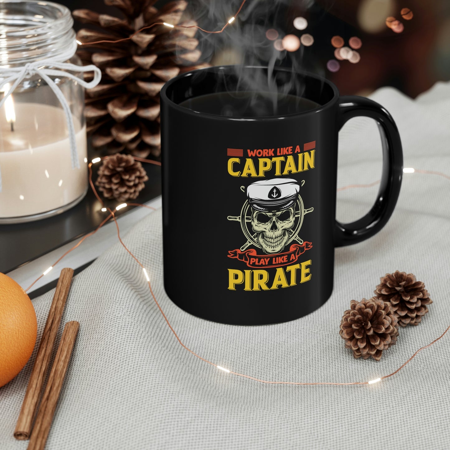 Pirate-themed novelty mug for coffee lovers
