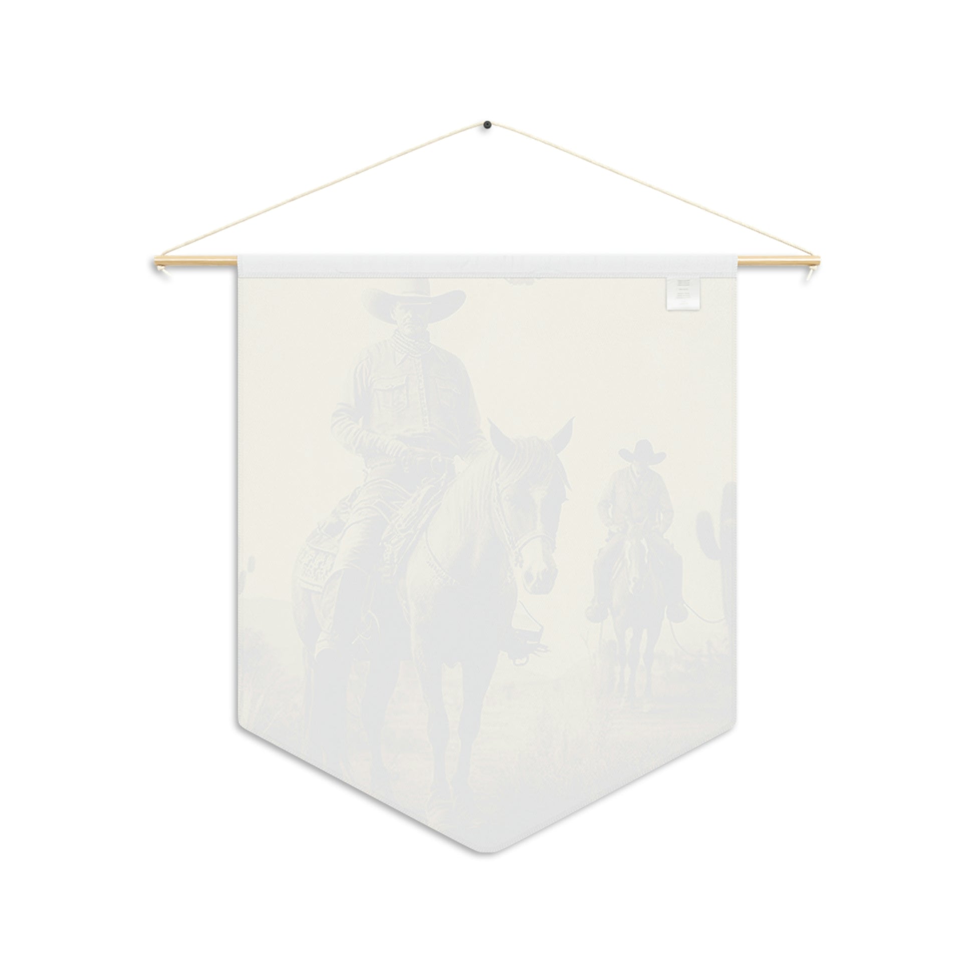 Cowboys on horseback sepia photo pennant
