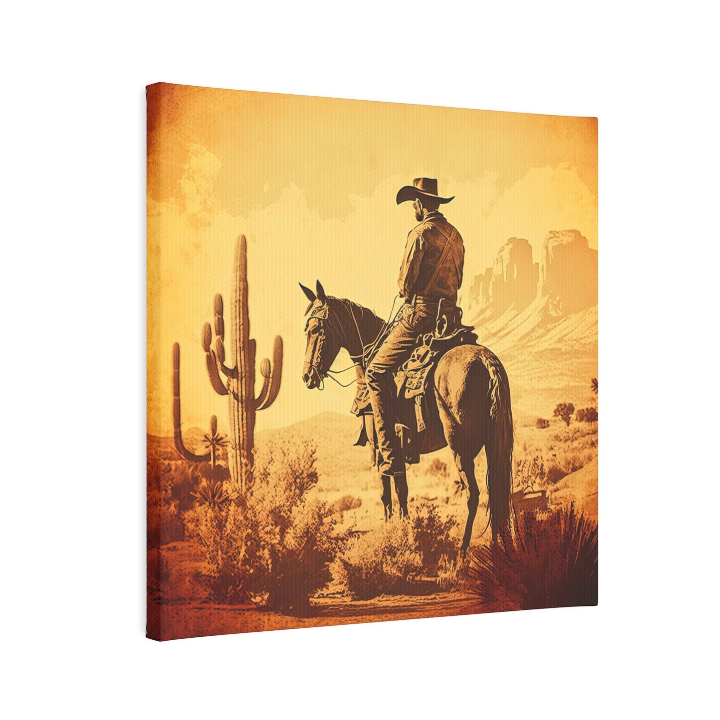 "Cowyboy Riding Into Sunset" Western Canvas Wall Art - Weave Got Gifts - Unique Gifts You Won’t Find Anywhere Else!