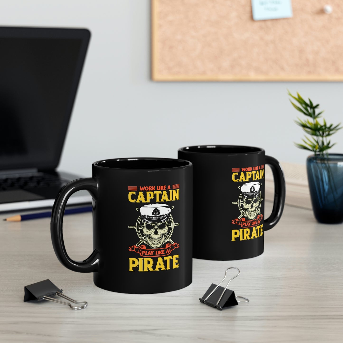 Skull and crossbones pirate captain mug
