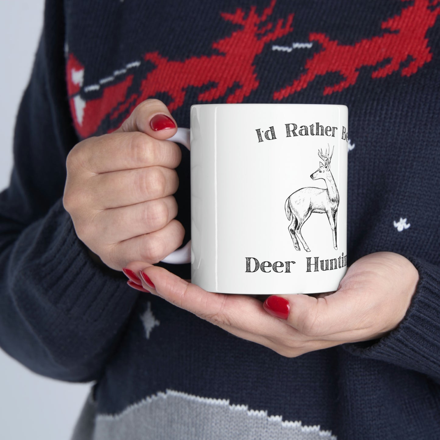 Unique deer hunting coffee cup for morning brew enthusiasts