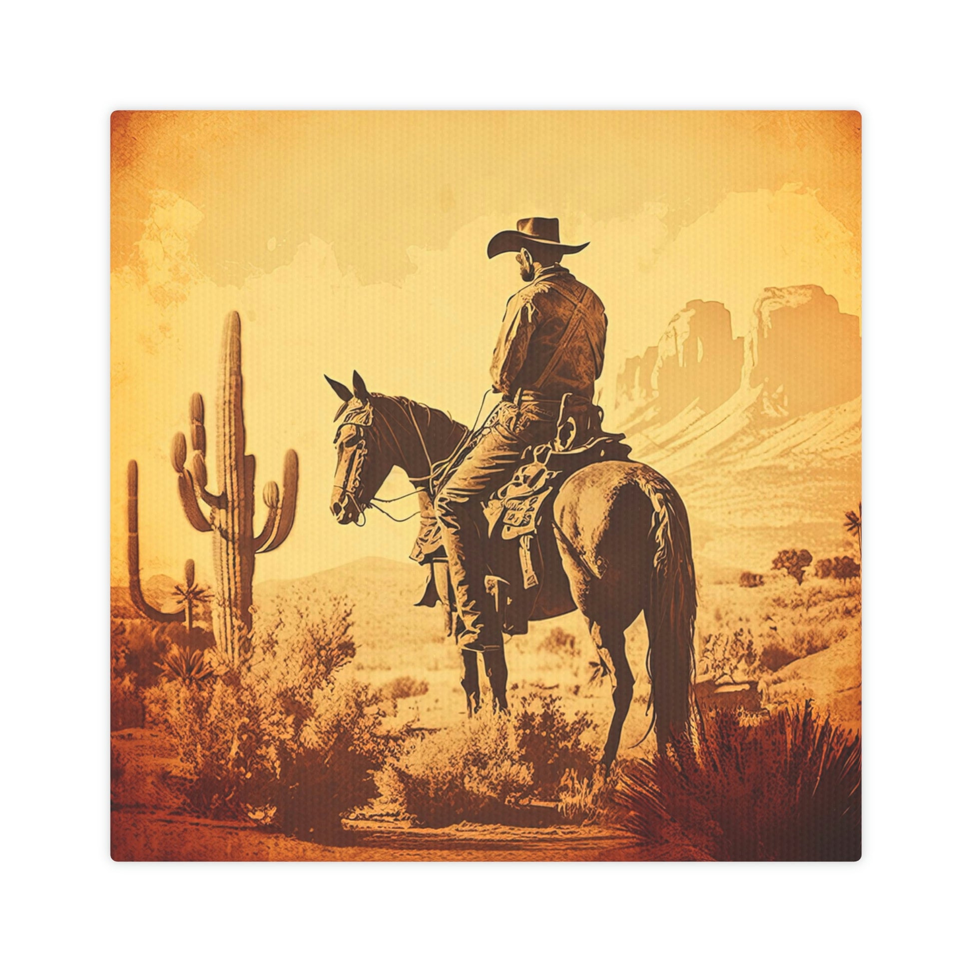 "Cowyboy Riding Into Sunset" Western Canvas Wall Art - Weave Got Gifts - Unique Gifts You Won’t Find Anywhere Else!