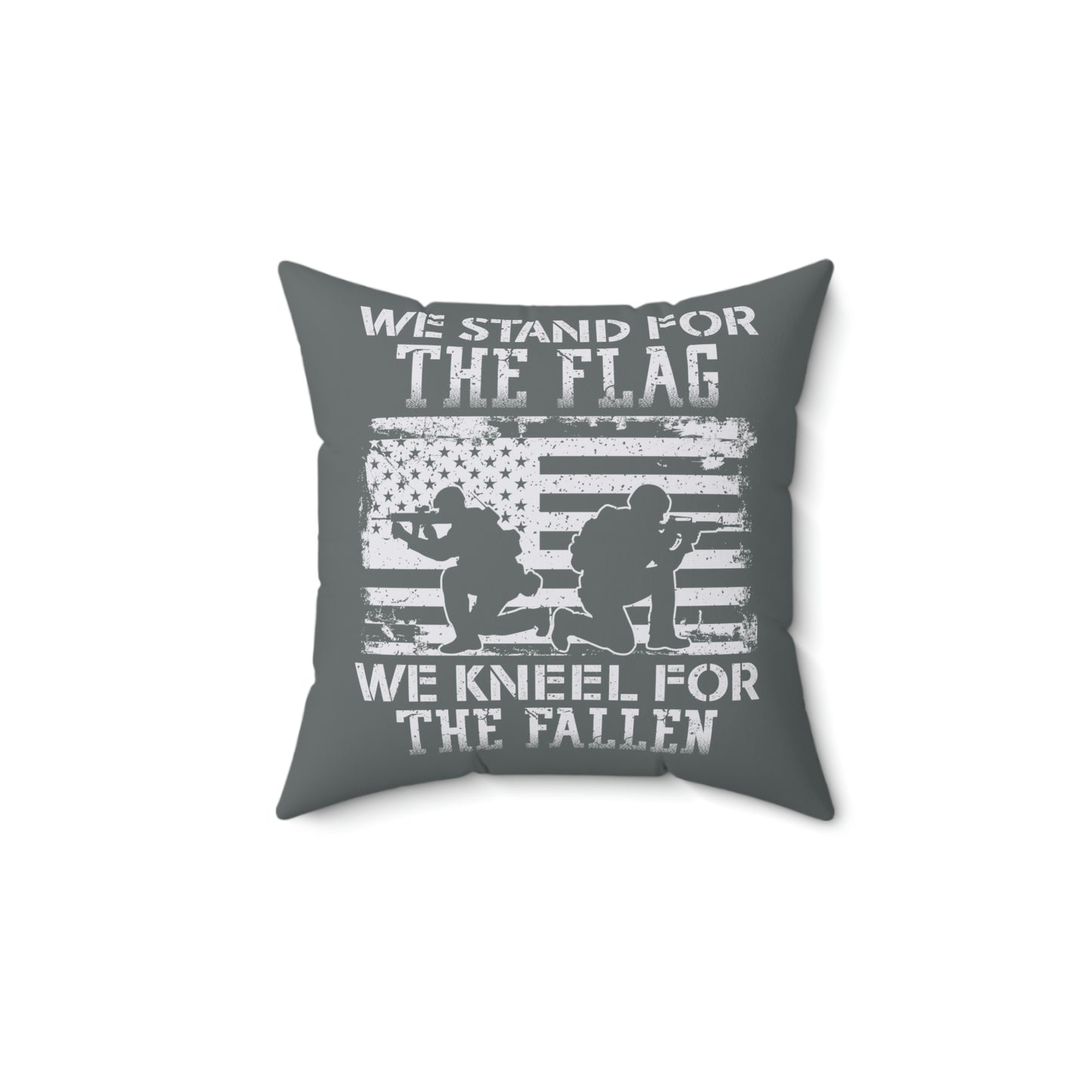 Military pillow with rustic American flag design
