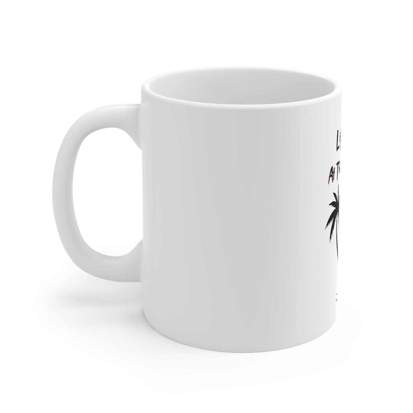 Beach paradise coffee mug with palm trees
