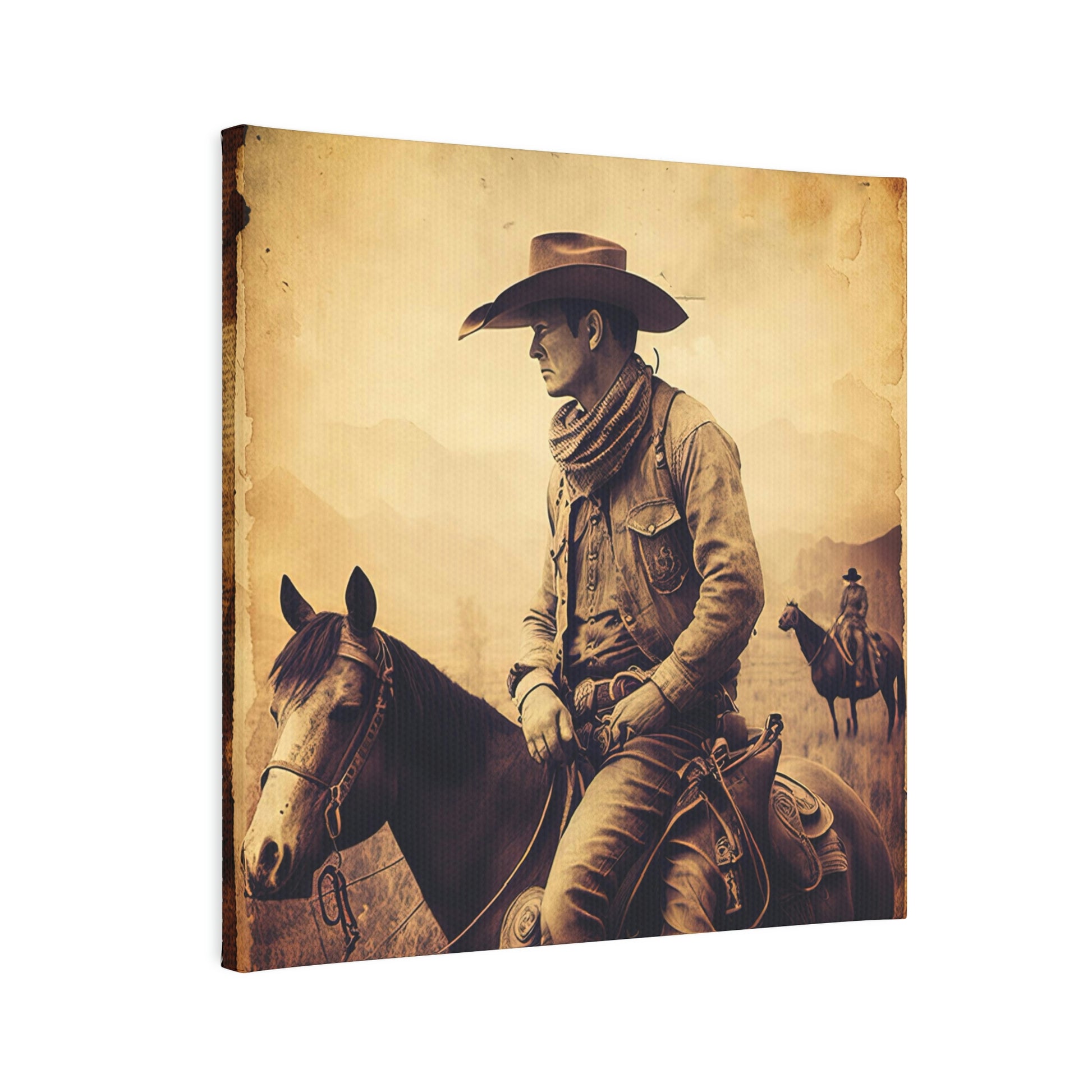 Western-themed cowboy canvas wall art
