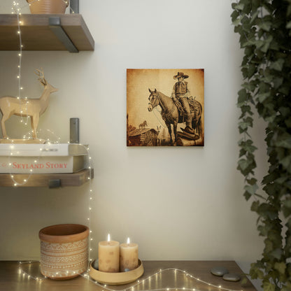 "Western Cowboy On Horse" Rustic Canvas Wall Art - Weave Got Gifts - Unique Gifts You Won’t Find Anywhere Else!