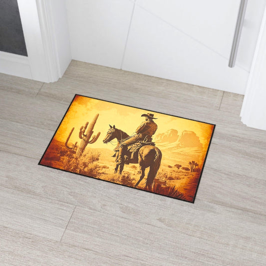 Cowboy riding horse doormat for western homes
