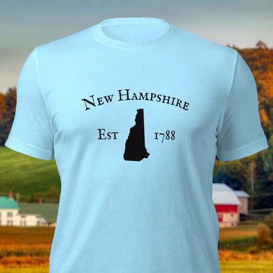 New Hampshire shirt with state outline
