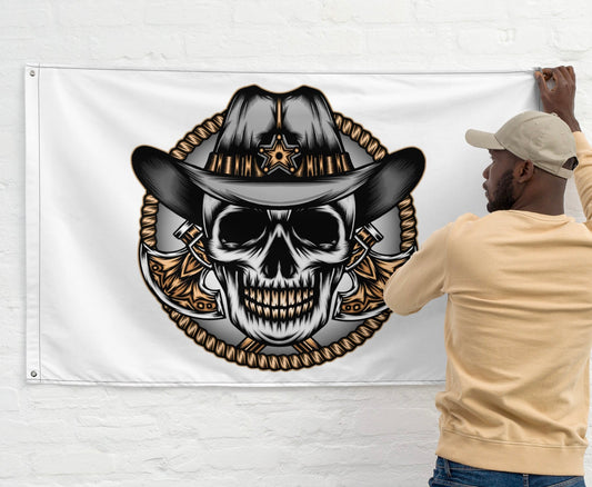 Cowboy skull Western flag for man cave