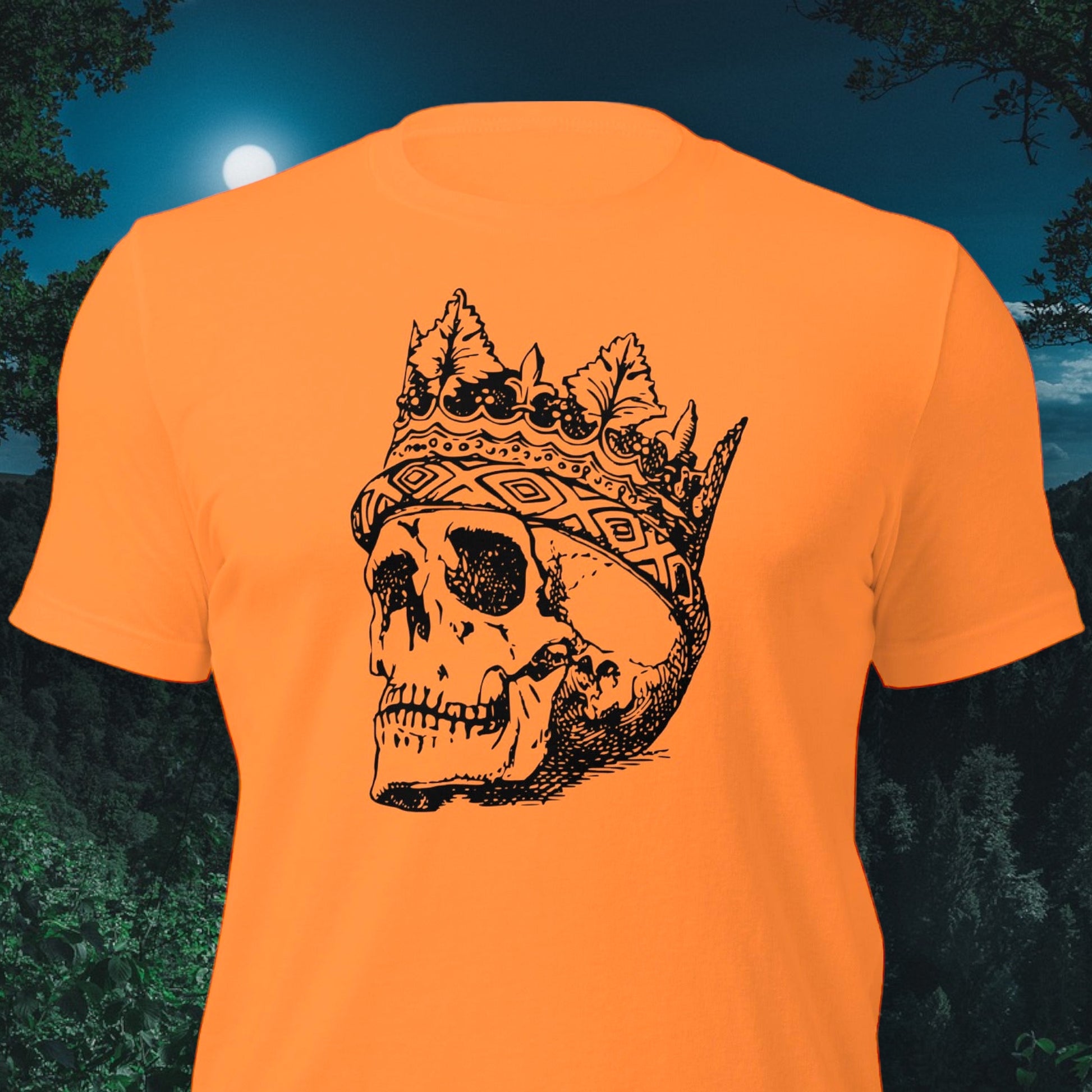 Gothic skull shirt with black crown design for men
