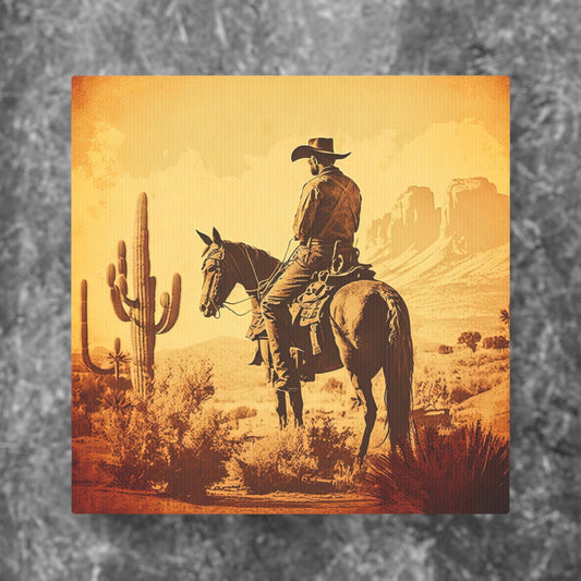 "Cowyboy Riding Into Sunset" Western Canvas Wall Art - Weave Got Gifts - Unique Gifts You Won’t Find Anywhere Else!