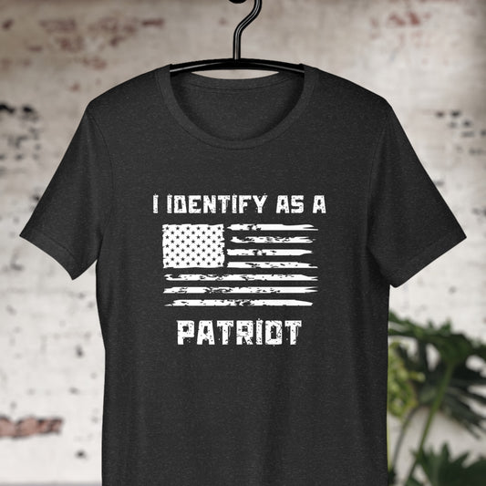 I Identify as a Patriot t-shirt with rustic flag
