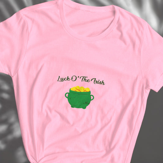 Women's Irish luck shirt with "Luck O’ The Irish" print.