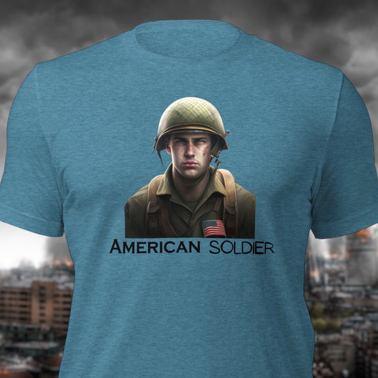 American Soldier t-shirt with realistic soldier graphic
