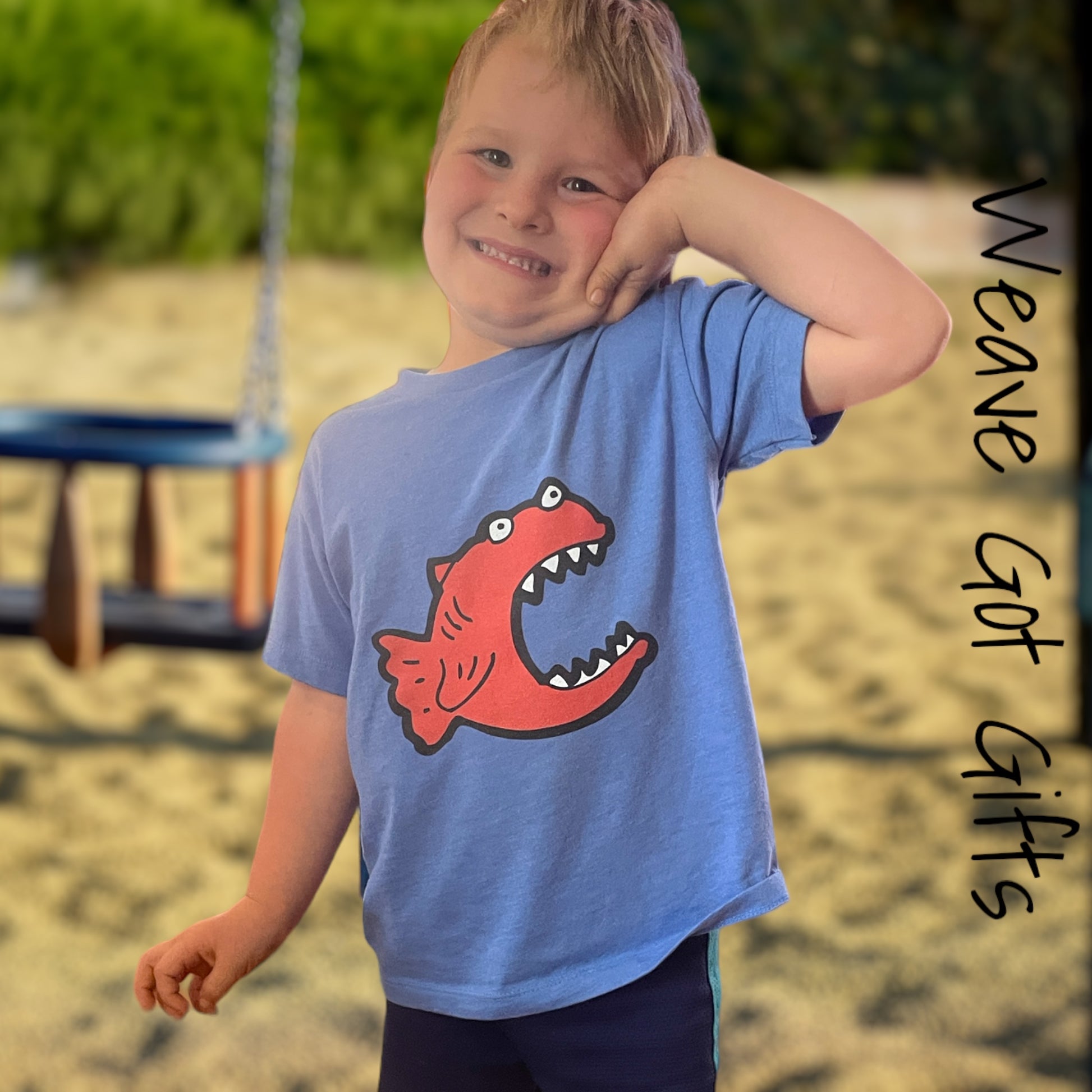 Piranha t-shirt for kids with cartoon wide-mouth fish graphic
