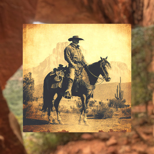 Vintage cowboy western wall art with horse and rider
