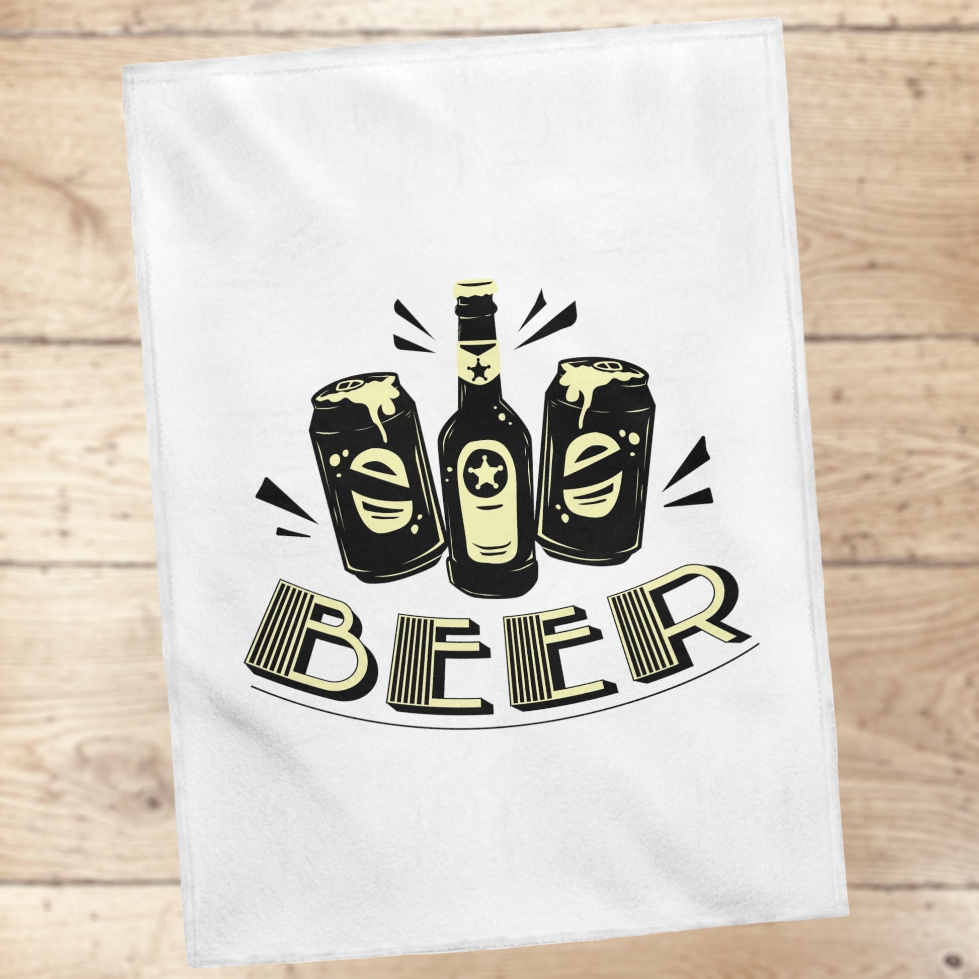 Beer plush blanket with beer mug and bottle design
