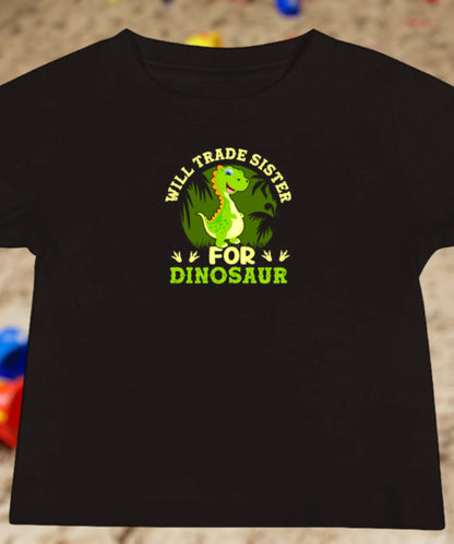 "Will Trade Sister For Dinosaur" Baby Short Sleeve Shirt - Weave Got Gifts - Unique Gifts You Won’t Find Anywhere Else!