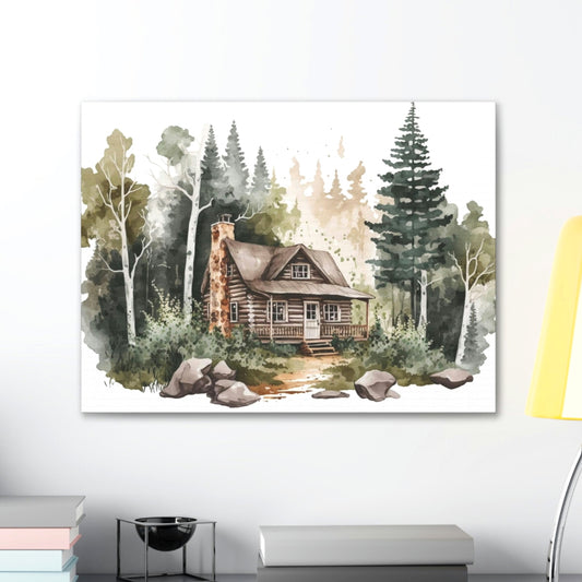 "Cabin In The Woods Watercolor" Wall Art - Weave Got Gifts - Unique Gifts You Won’t Find Anywhere Else!