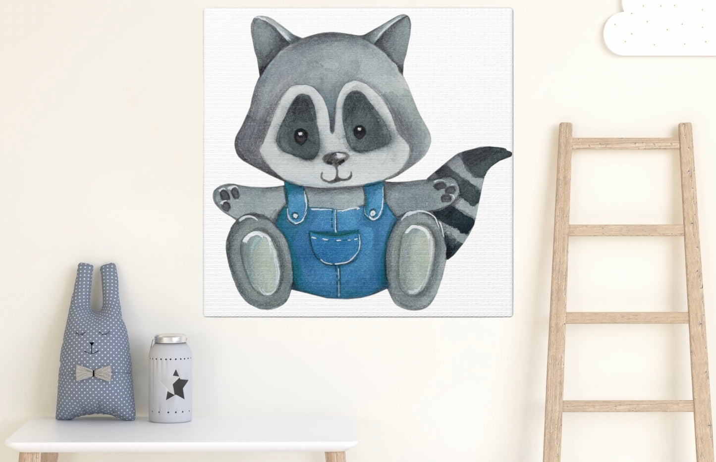 Baby raccoon wall art for boy's nursery
