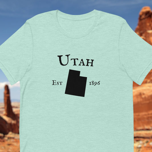 Utah shirt featuring the state outline and year 1896
