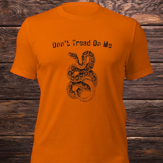 Don’t Tread On Me t-shirt with modern rattlesnake design
