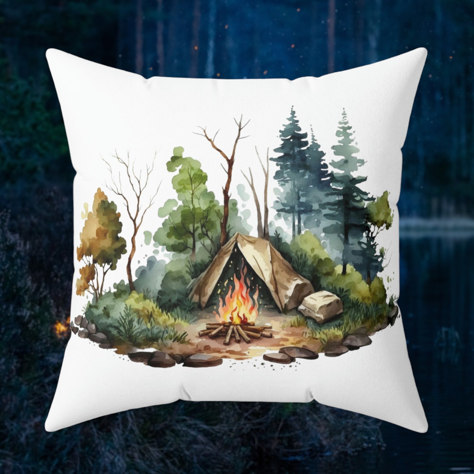 "Camping In The Woods" Throw Pillow - Weave Got Gifts - Unique Gifts You Won’t Find Anywhere Else!