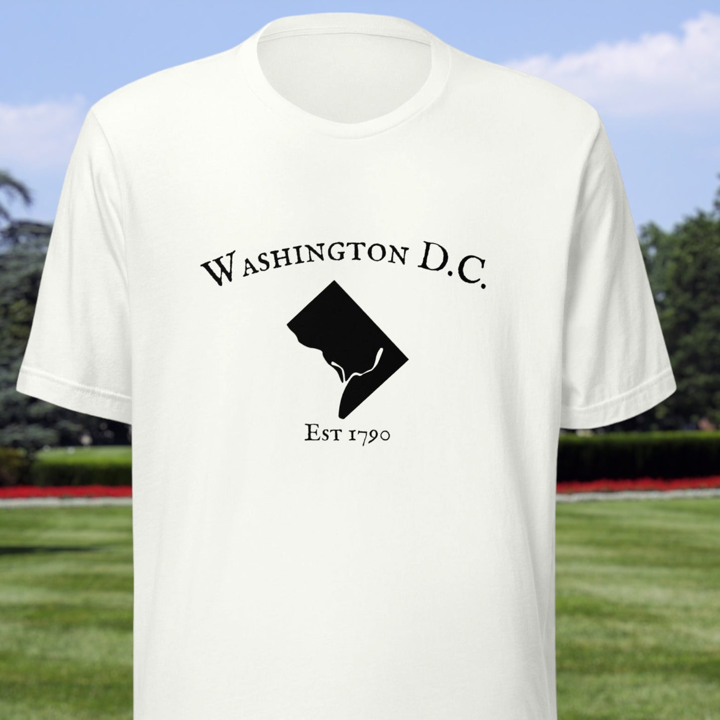 Washington D.C. established in 1790 t-shirt with city outline
