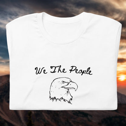 Bald eagle shirt with We the People in cursive font
