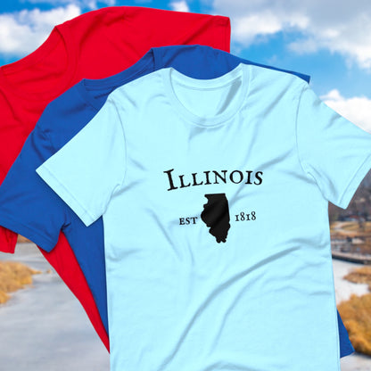 Illinois state shirt with outline and est. date
