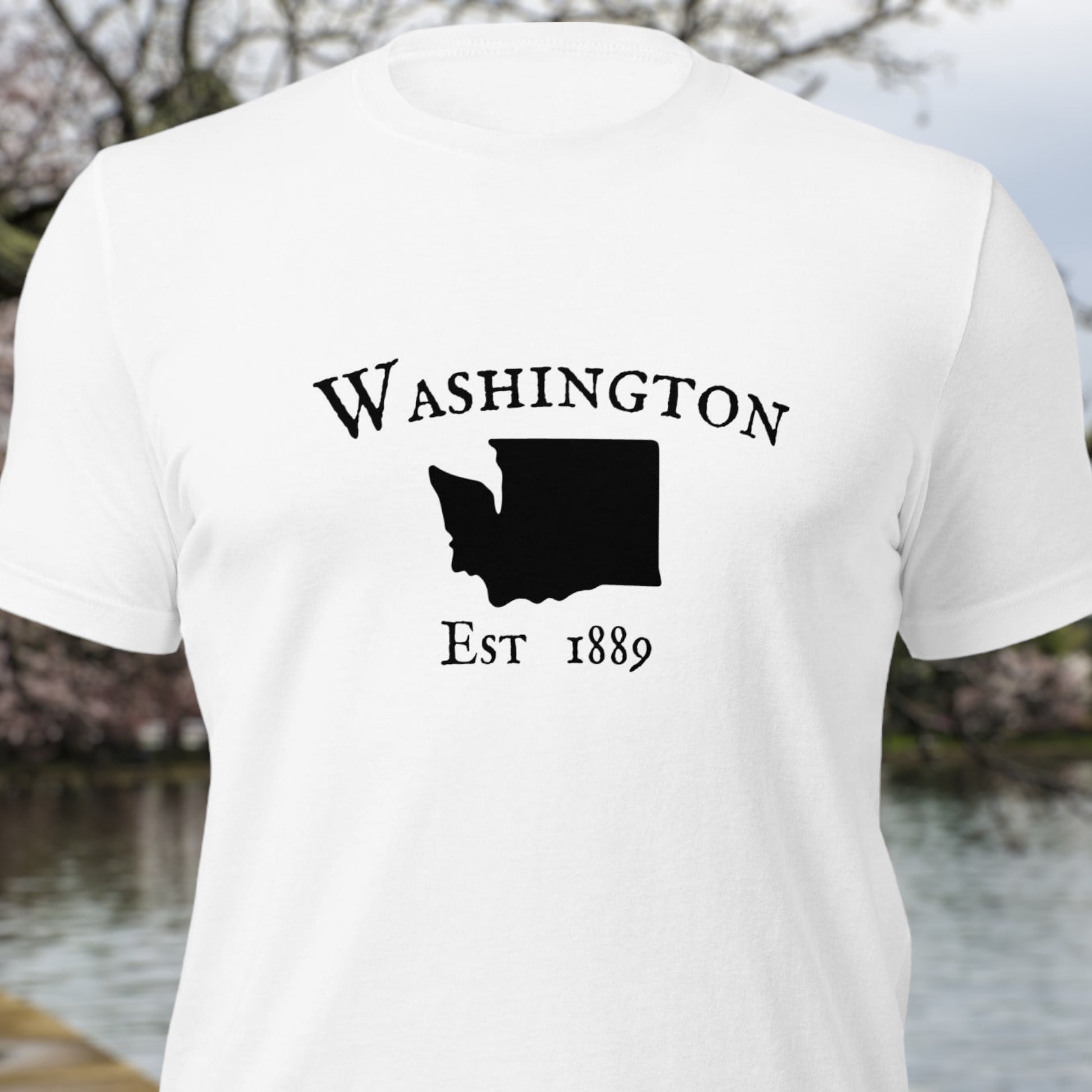 Washington t-shirt with state outline and EST. 1889
