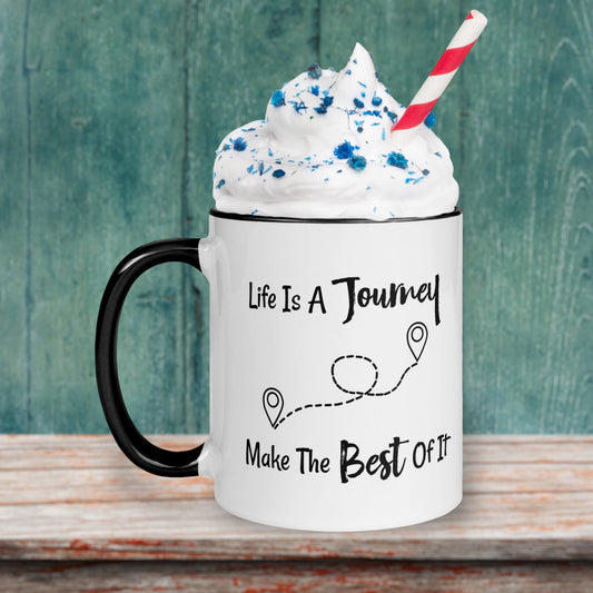 Mug with inspirational quote "Life is a Journey, Make the Best of It"
