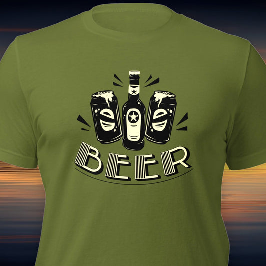 Vintage beer cans and bottles t-shirt
