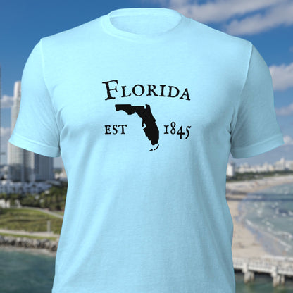 Florida shirt with state outline and est. date
