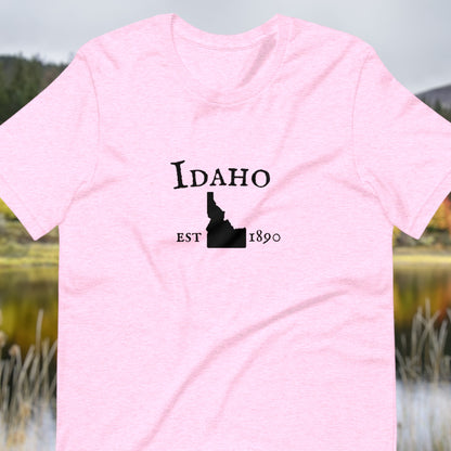 Idaho shirt with state outline and est. date
