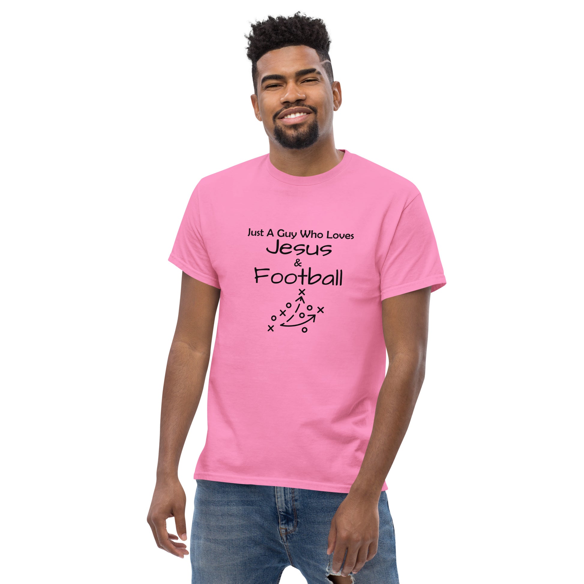 Jesus football shirt with "I Love Jesus and Football" text
